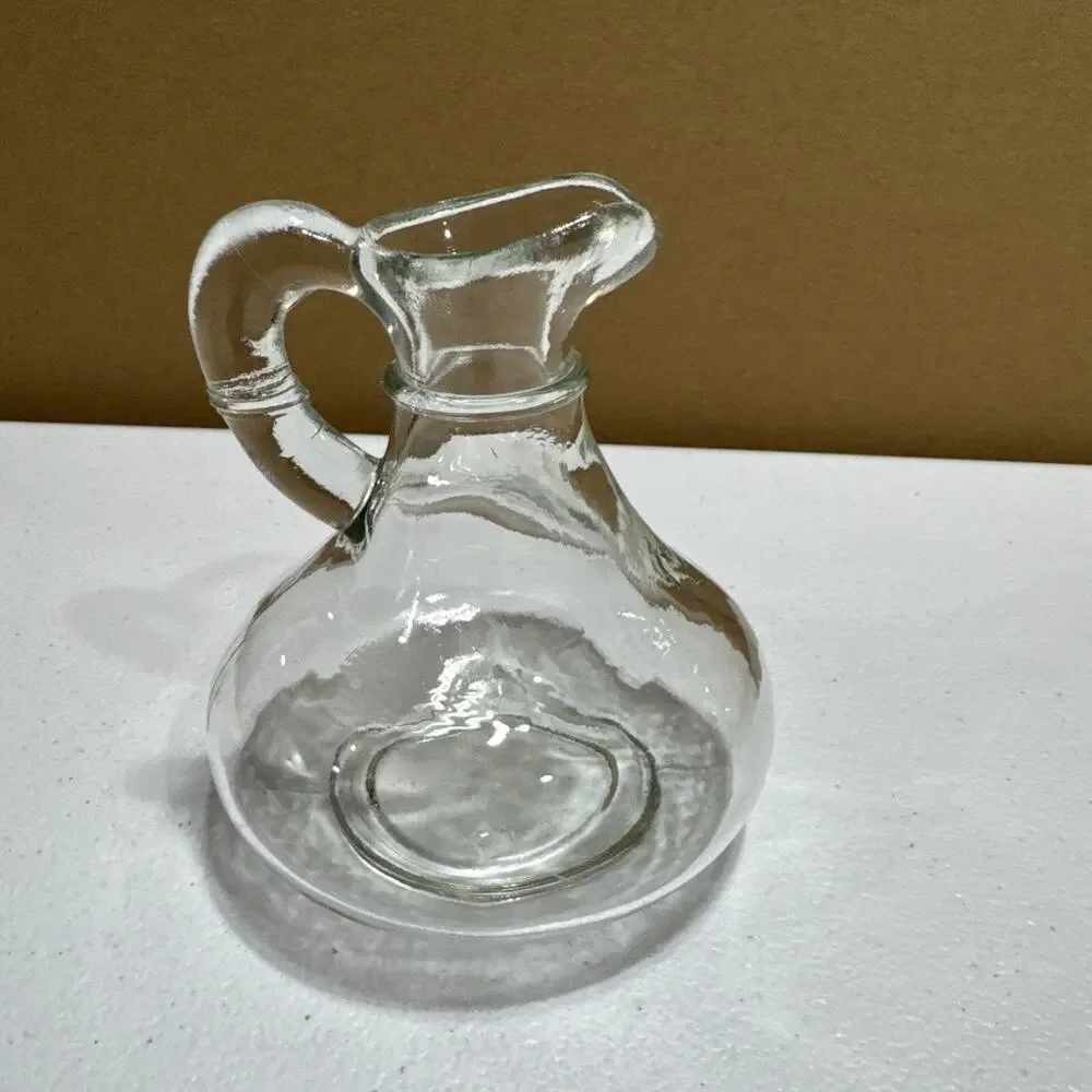 Vintage Small Clear Glass Olive oil Pitcher/Vinegar Cruet Bottle without Stopper